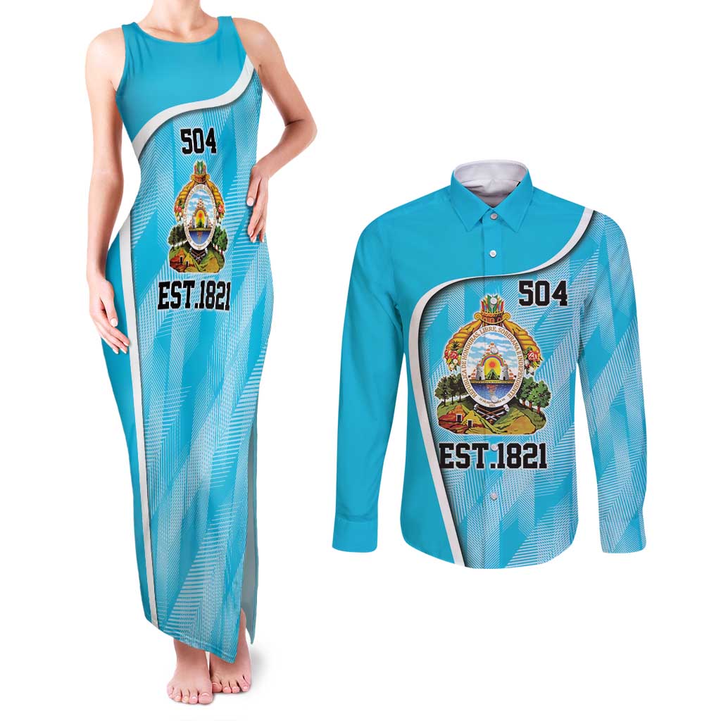 Honduras Independence Day Couples Matching Tank Maxi Dress and Long Sleeve Button Shirt Since 1821 September 15 - Wonder Print Shop