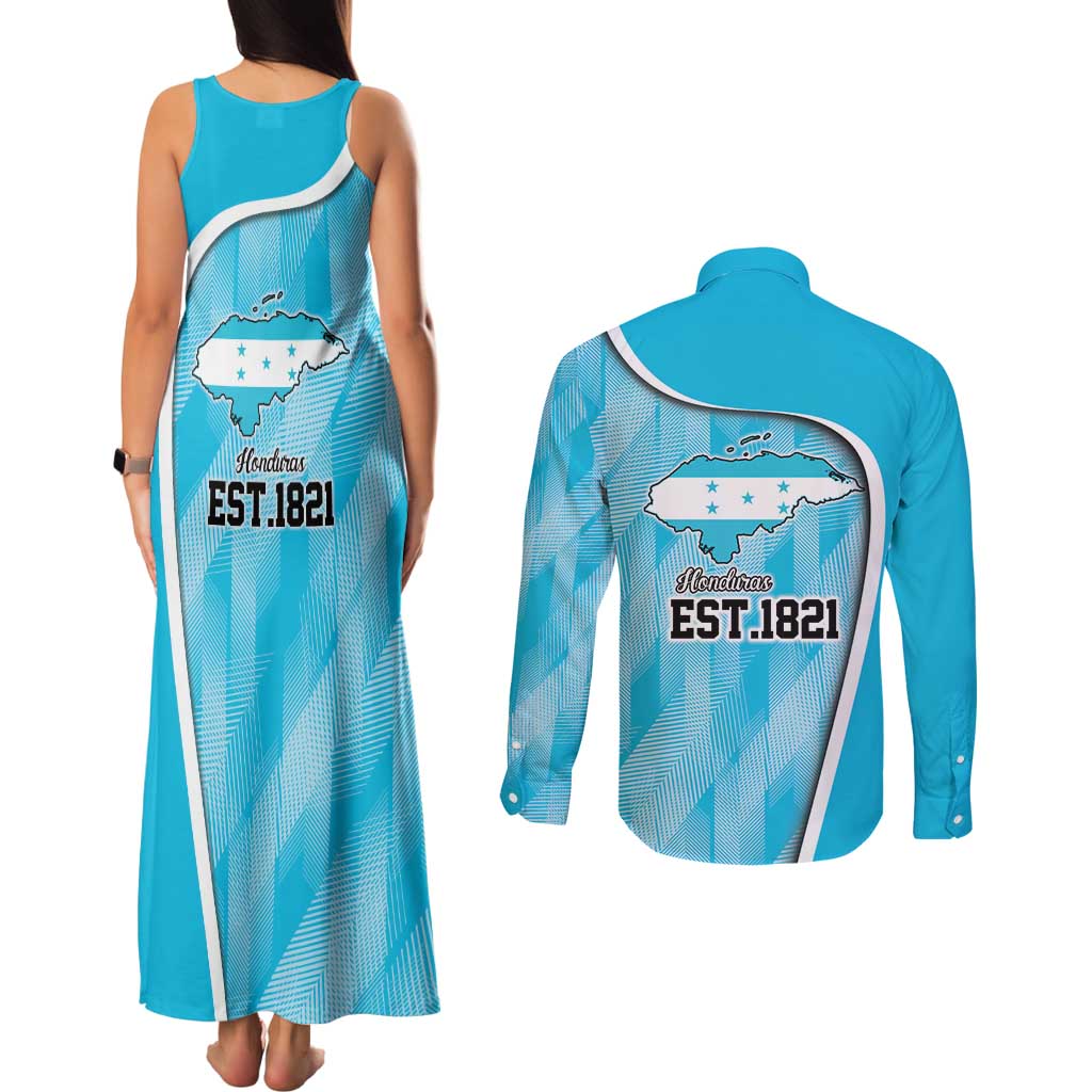 Honduras Independence Day Couples Matching Tank Maxi Dress and Long Sleeve Button Shirt Since 1821 September 15 - Wonder Print Shop