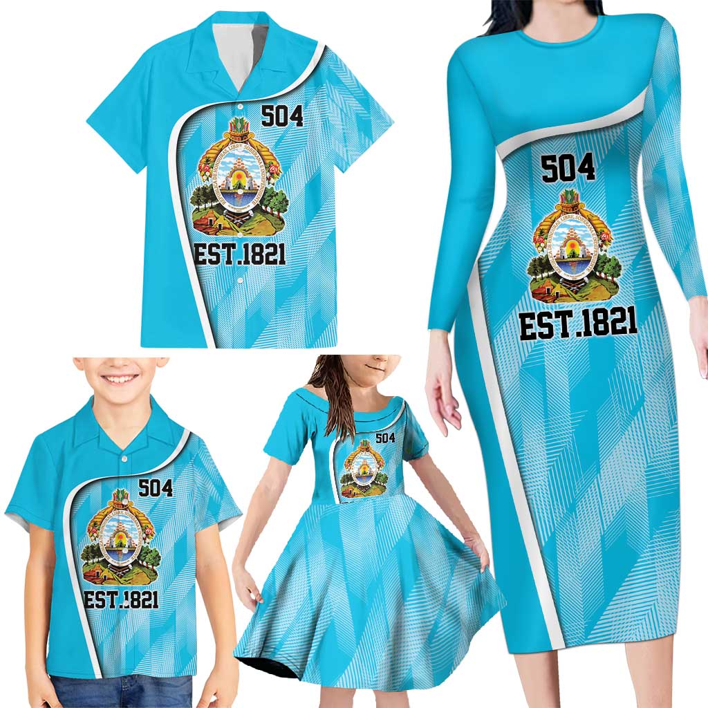 Honduras Independence Day Family Matching Long Sleeve Bodycon Dress and Hawaiian Shirt Since 1821 September 15 - Wonder Print Shop