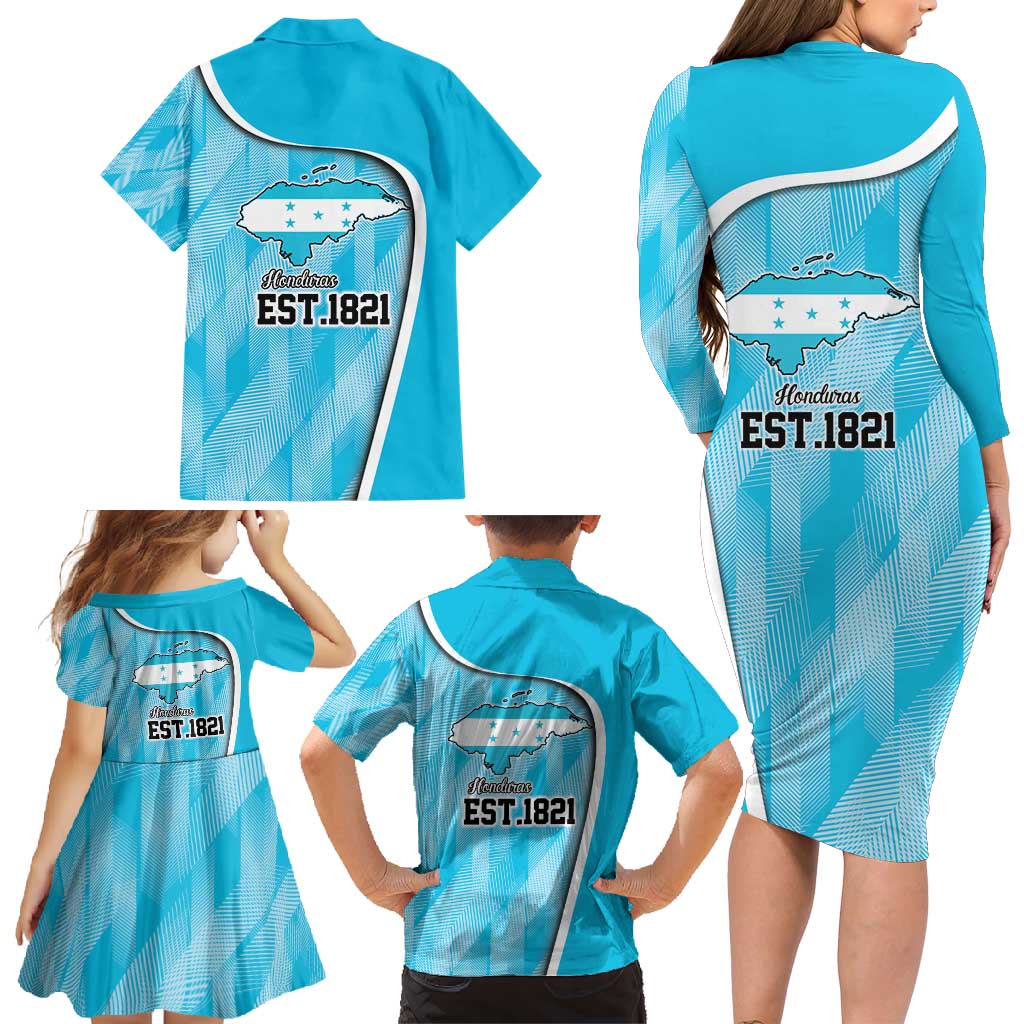 Honduras Independence Day Family Matching Long Sleeve Bodycon Dress and Hawaiian Shirt Since 1821 September 15 - Wonder Print Shop