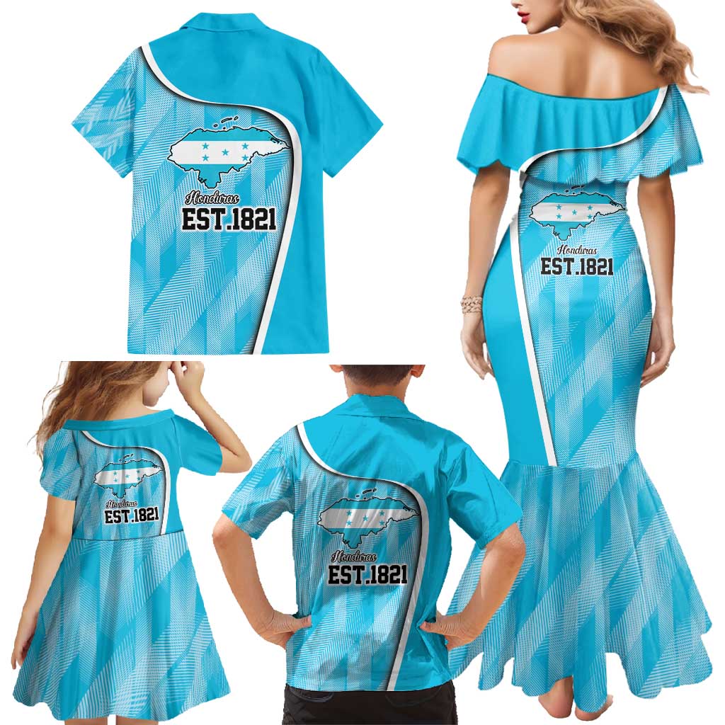Honduras Independence Day Family Matching Mermaid Dress and Hawaiian Shirt Since 1821 September 15 - Wonder Print Shop