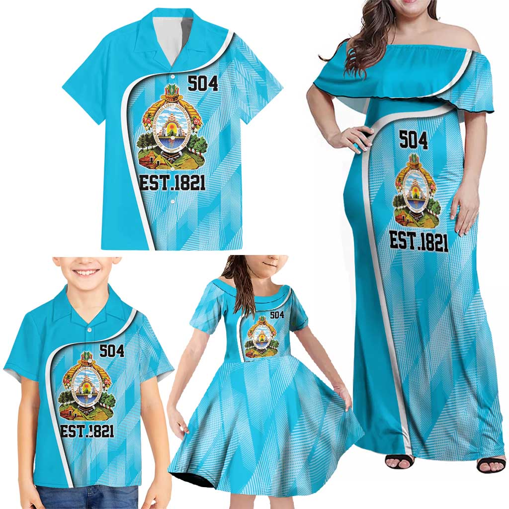 Honduras Independence Day Family Matching Off Shoulder Maxi Dress and Hawaiian Shirt Since 1821 September 15 - Wonder Print Shop