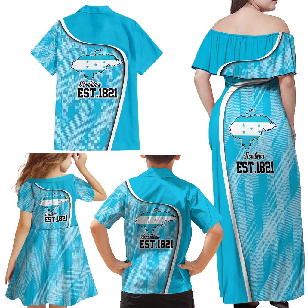 Honduras Independence Day Family Matching Off Shoulder Maxi Dress and Hawaiian Shirt Since 1821 September 15 - Wonder Print Shop