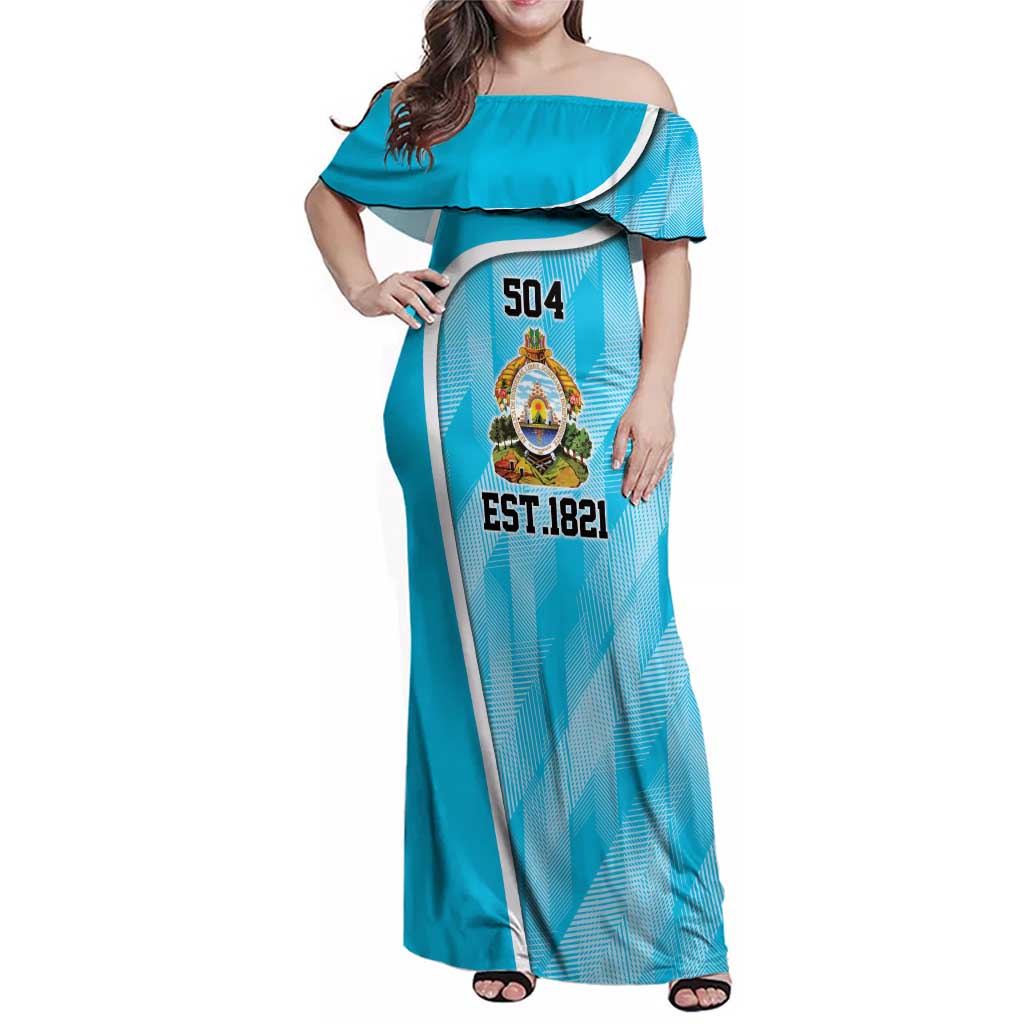Honduras Independence Day Family Matching Off Shoulder Maxi Dress and Hawaiian Shirt Since 1821 September 15 - Wonder Print Shop