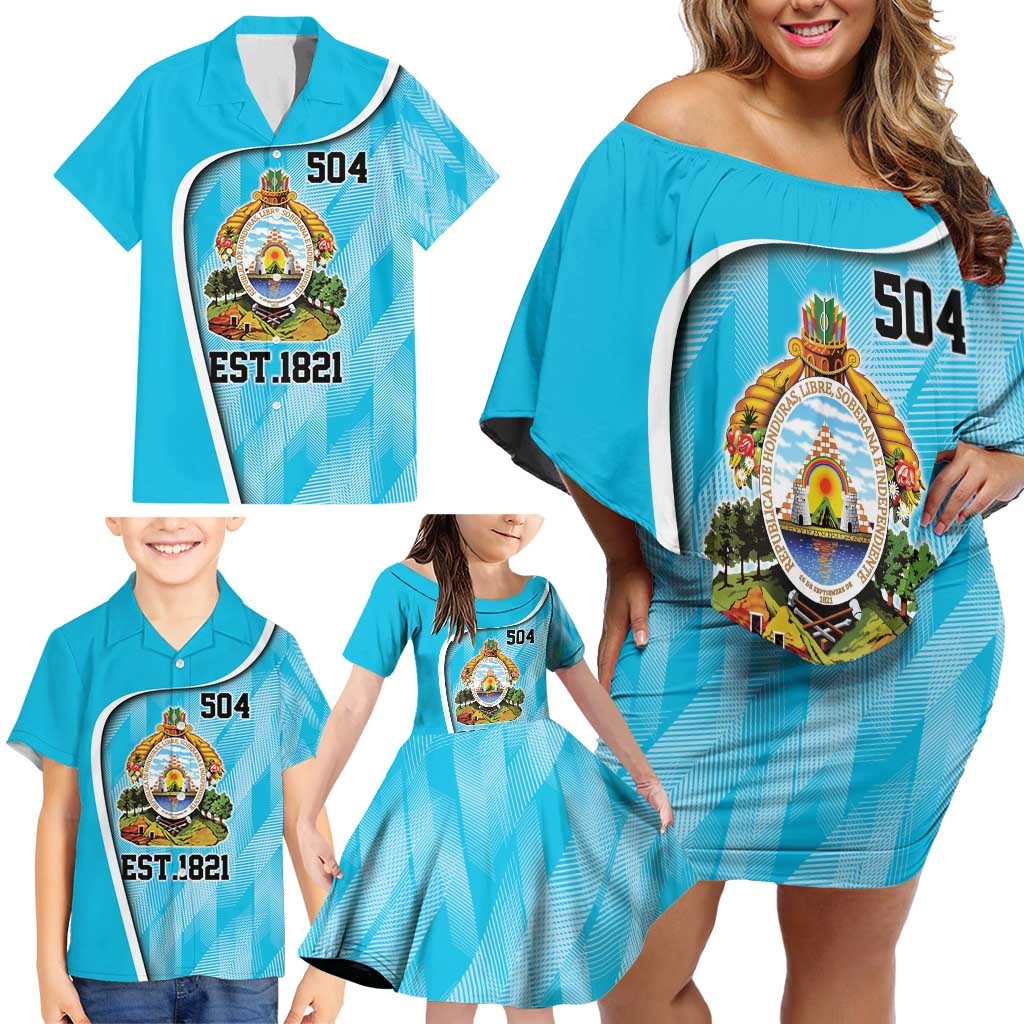 Honduras Independence Day Family Matching Off Shoulder Short Dress and Hawaiian Shirt Since 1821 September 15 - Wonder Print Shop