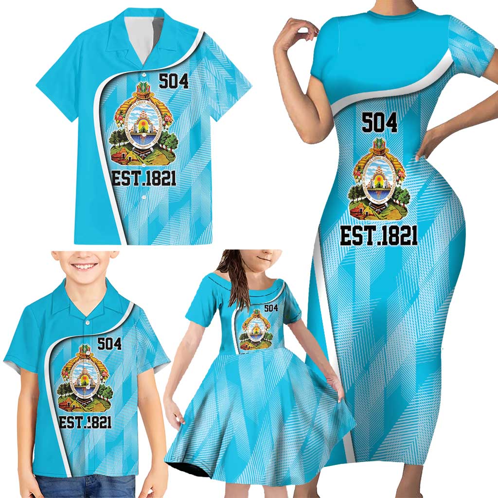 Honduras Independence Day Family Matching Short Sleeve Bodycon Dress and Hawaiian Shirt Since 1821 September 15 - Wonder Print Shop