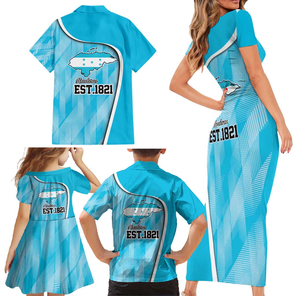 Honduras Independence Day Family Matching Short Sleeve Bodycon Dress and Hawaiian Shirt Since 1821 September 15 - Wonder Print Shop