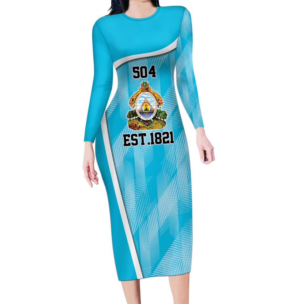 Honduras Independence Day Long Sleeve Bodycon Dress Since 1821 September 15 - Wonder Print Shop