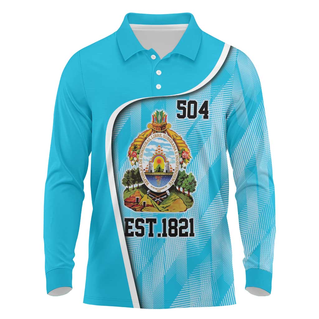 Honduras Independence Day Long Sleeve Polo Shirt Since 1821 September 15 - Wonder Print Shop