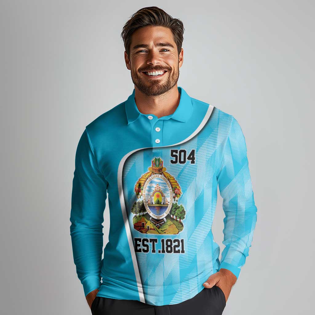 Honduras Independence Day Long Sleeve Polo Shirt Since 1821 September 15 - Wonder Print Shop