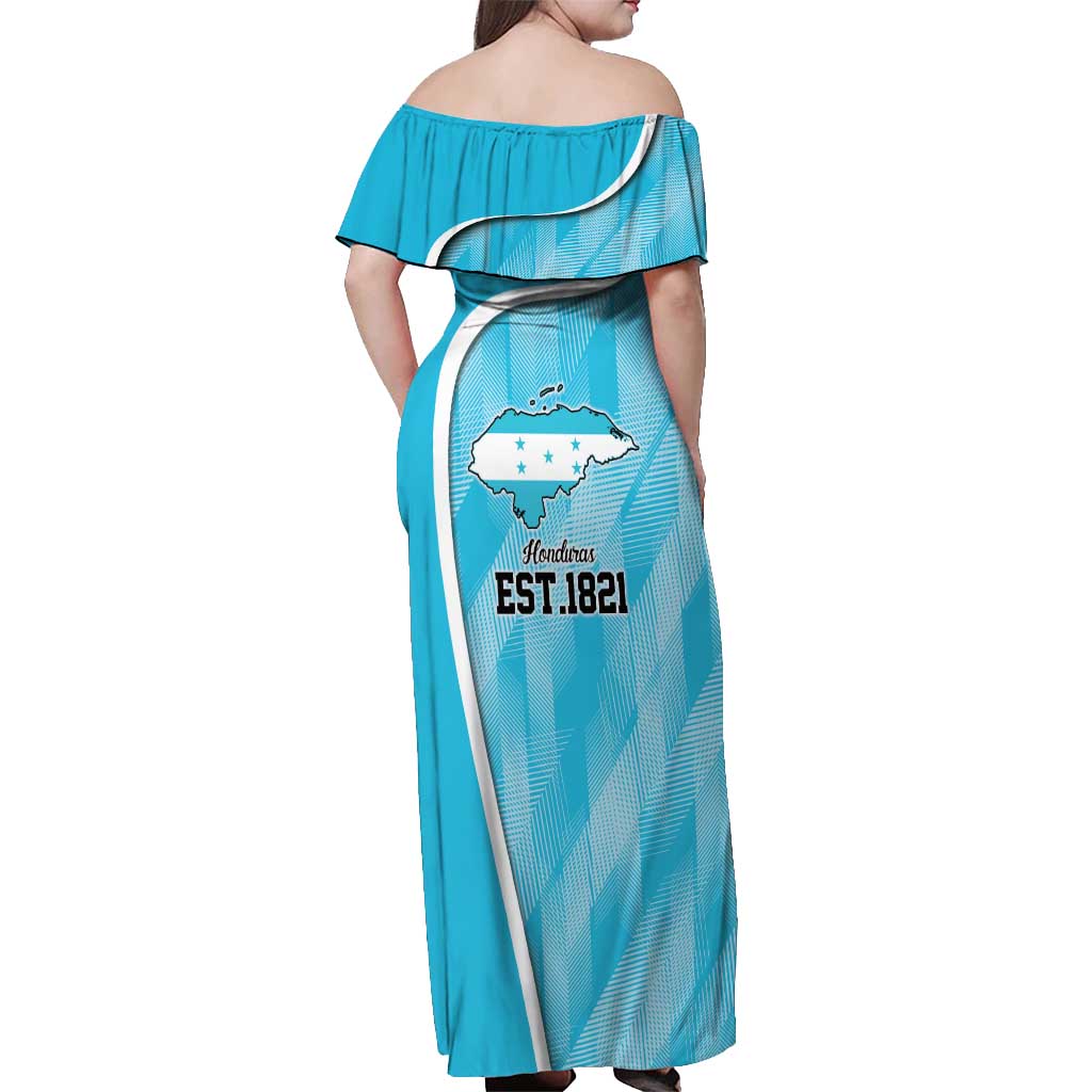 Honduras Independence Day Off Shoulder Maxi Dress Since 1821 September 15 - Wonder Print Shop