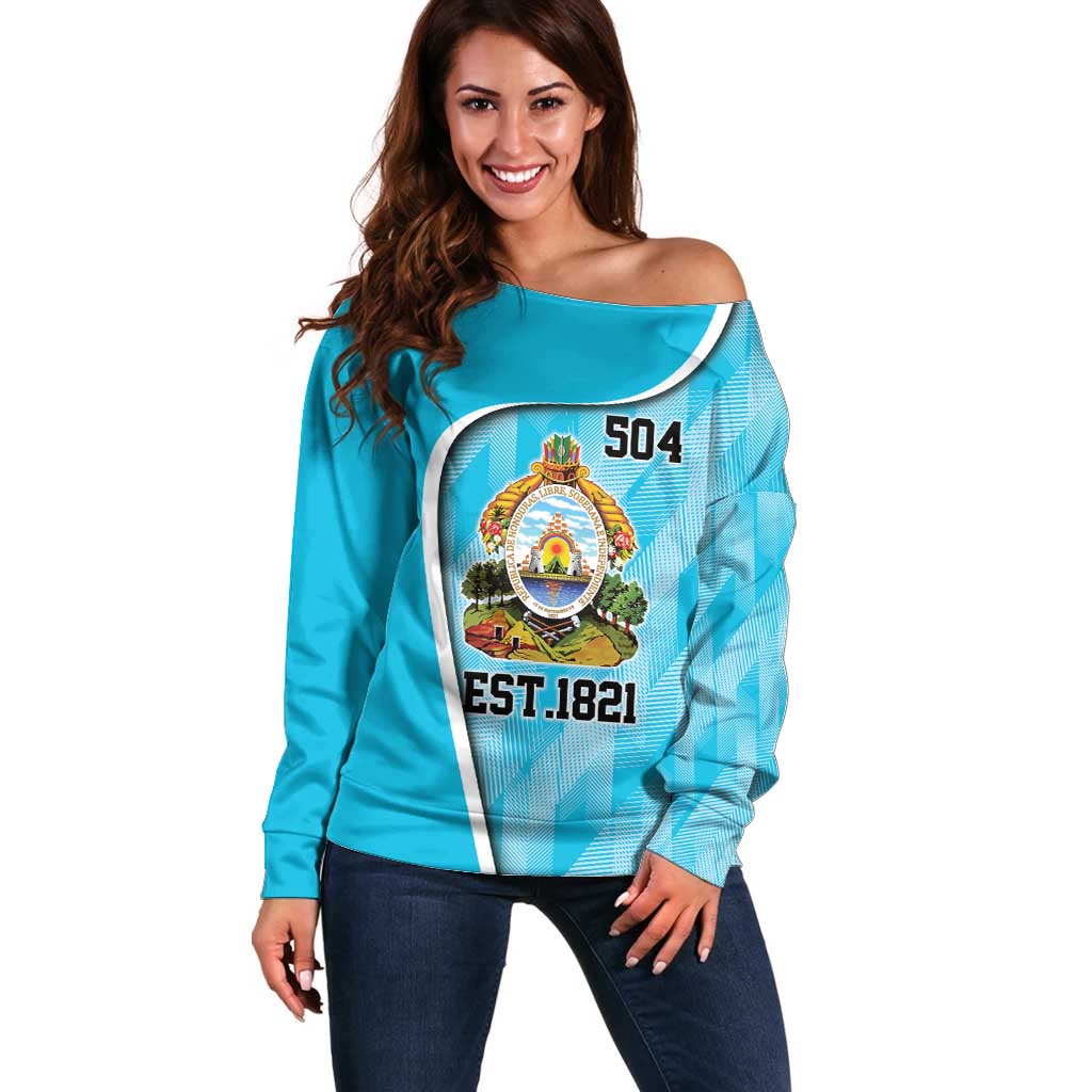 Honduras Independence Day Off Shoulder Sweater Since 1821 September 15 - Wonder Print Shop