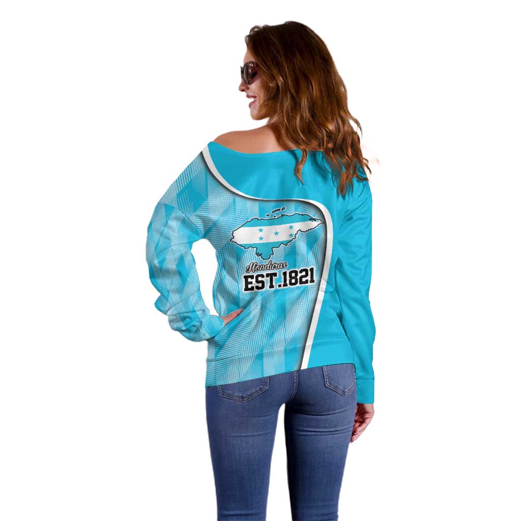Honduras Independence Day Off Shoulder Sweater Since 1821 September 15 - Wonder Print Shop