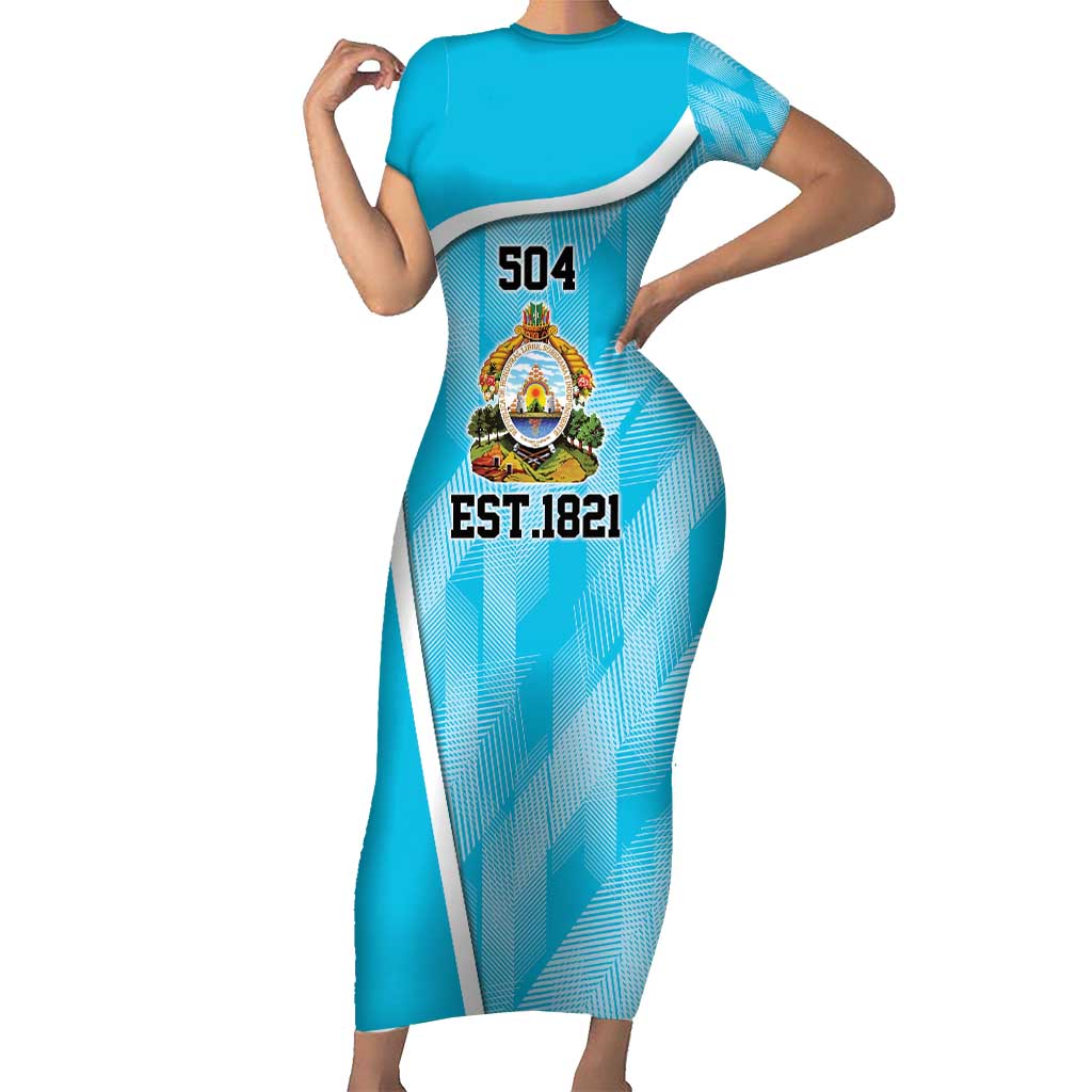 Honduras Independence Day Short Sleeve Bodycon Dress Since 1821 September 15 - Wonder Print Shop