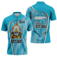 Honduras Independence Day Zipper Polo Shirt Since 1821 September 15 - Wonder Print Shop