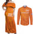 Custom Netherlands Soccer Couples Matching Off Shoulder Maxi Dress and Long Sleeve Button Shirts Nederlands Vrouwenvoetbalelftal Go World Cup 2023 LT9 - Wonder Print Shop