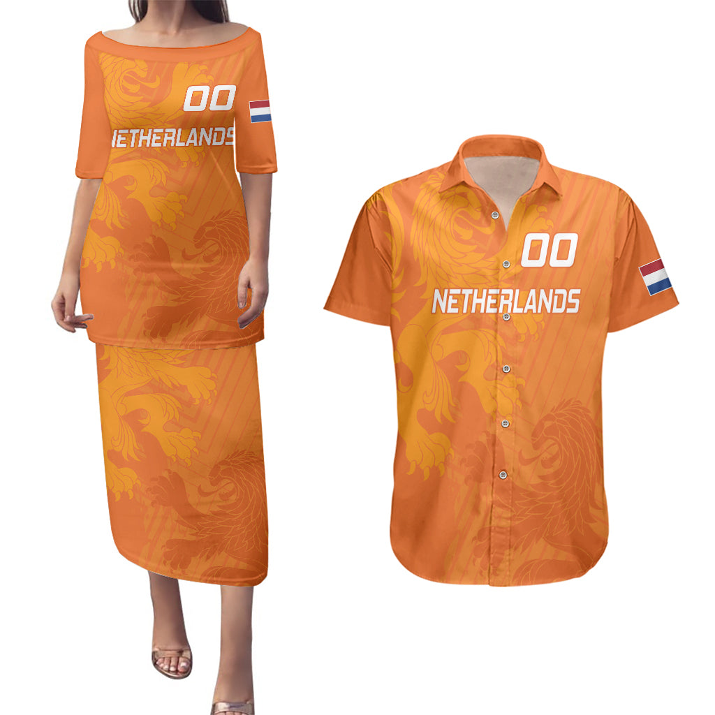 Custom Netherlands Soccer Couples Matching Puletasi Dress and Hawaiian Shirt Nederlands Vrouwenvoetbalelftal Go World Cup 2023 LT9 - Wonder Print Shop