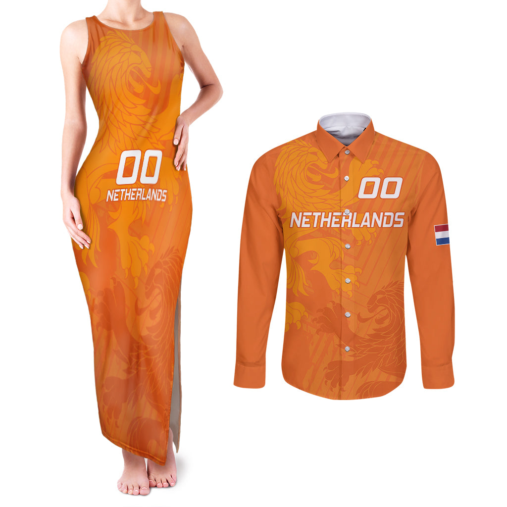 custom-netherlands-soccer-couples-matching-tank-maxi-dress-and-long-sleeve-button-shirts-nederlands-vrouwenvoetbalelftal-go-world-cup-2023