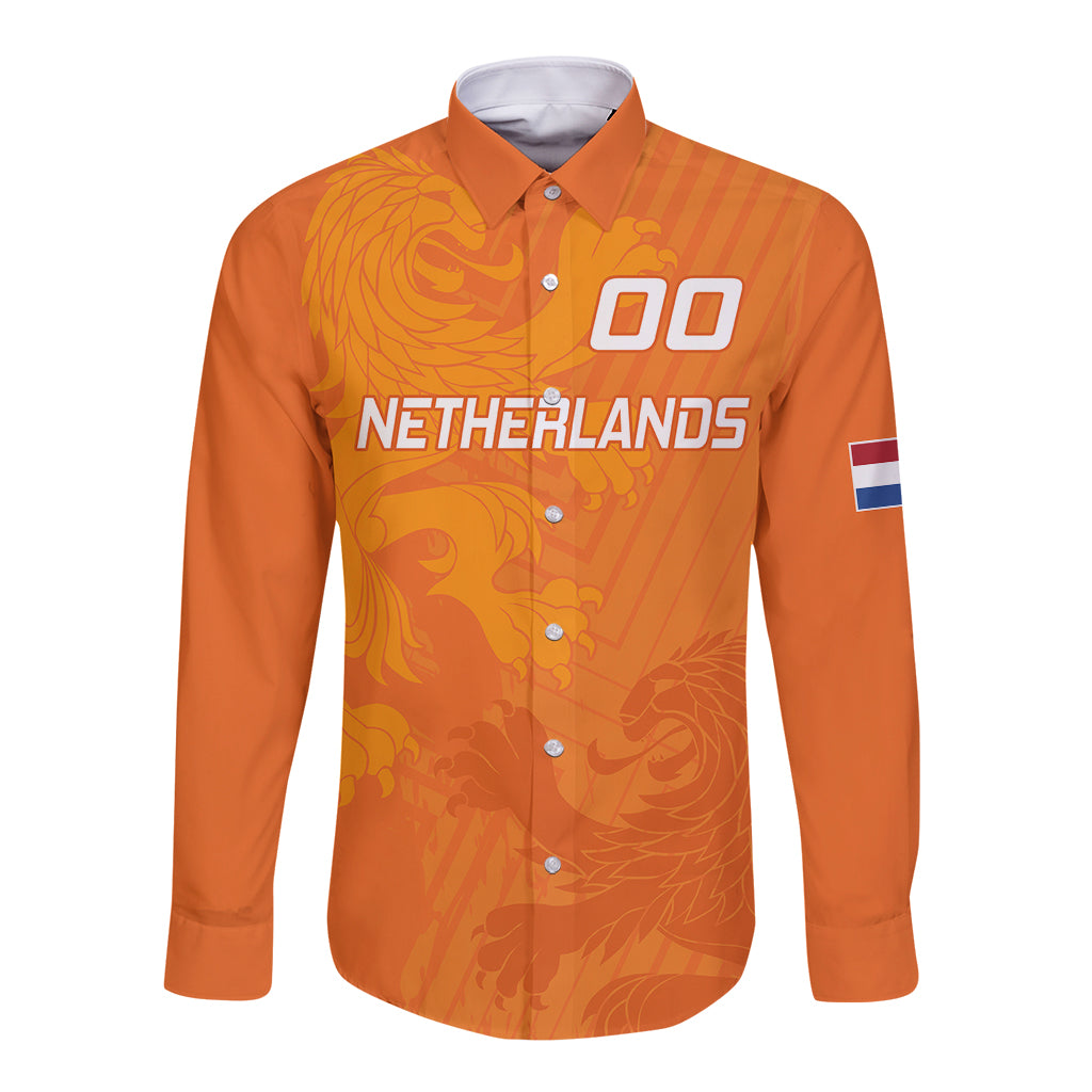 Custom Netherlands Soccer Long Sleeve Button Shirt Nederlands Vrouwenvoetbalelftal Go World Cup 2023 - Wonder Print Shop