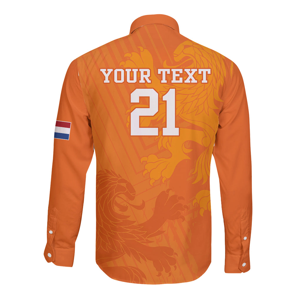 Custom Netherlands Soccer Long Sleeve Button Shirt Nederlands Vrouwenvoetbalelftal Go World Cup 2023 - Wonder Print Shop