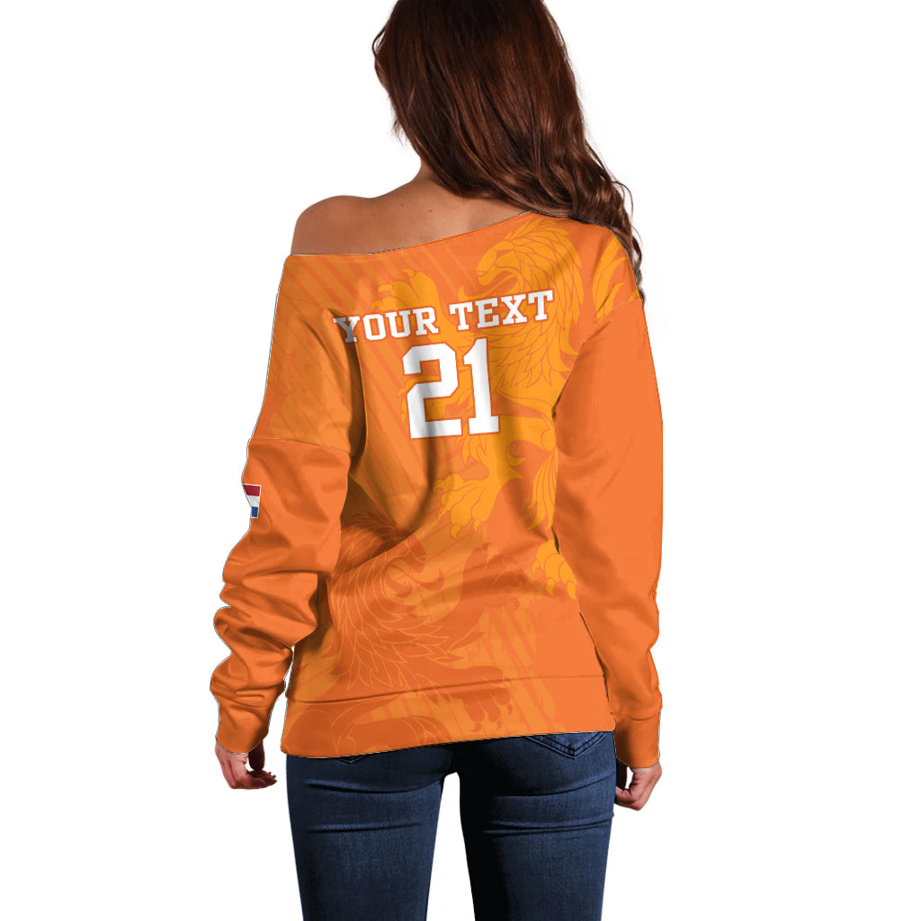 Custom Netherlands Soccer Off Shoulder Sweater Nederlands Vrouwenvoetbalelftal Go World Cup 2023 - Wonder Print Shop