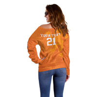 Custom Netherlands Soccer Off Shoulder Sweater Nederlands Vrouwenvoetbalelftal Go World Cup 2023 - Wonder Print Shop