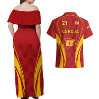 Custom Spain Soccer Couples Matching Off Shoulder Maxi Dress and Hawaiian Shirt Go World Cup 2023 Sporty Style LT9 - Wonder Print Shop