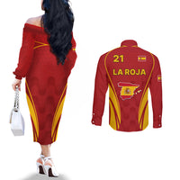 custom-spain-soccer-couples-matching-off-the-shoulder-long-sleeve-dress-and-long-sleeve-button-shirts-go-world-cup-2023-sporty-style