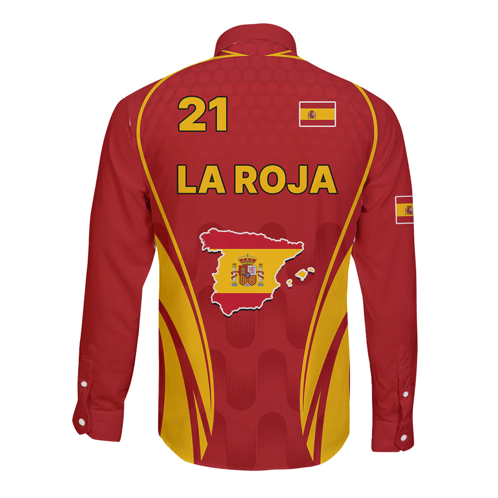 Custom Spain Soccer Long Sleeve Button Shirt Go World Cup 2023 Sporty Style - Wonder Print Shop