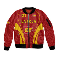 Custom Spain Soccer Sleeve Zip Bomber Jacket Go World Cup 2023 Sporty Style - Wonder Print Shop