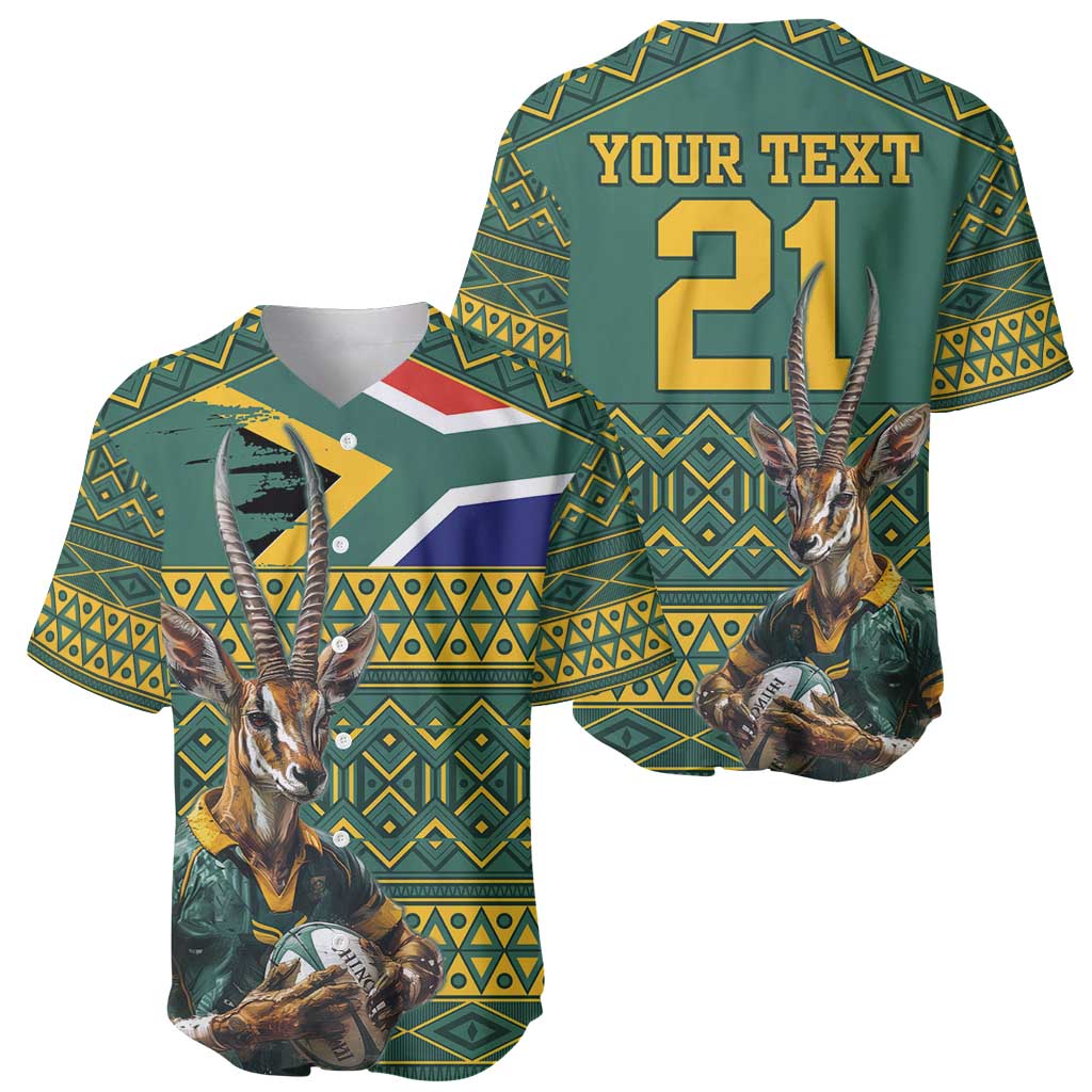 Custom South Africa Rugby Bokke Mascot Baseball Jersey With Flag Style LT9 - Wonder Print Shop
