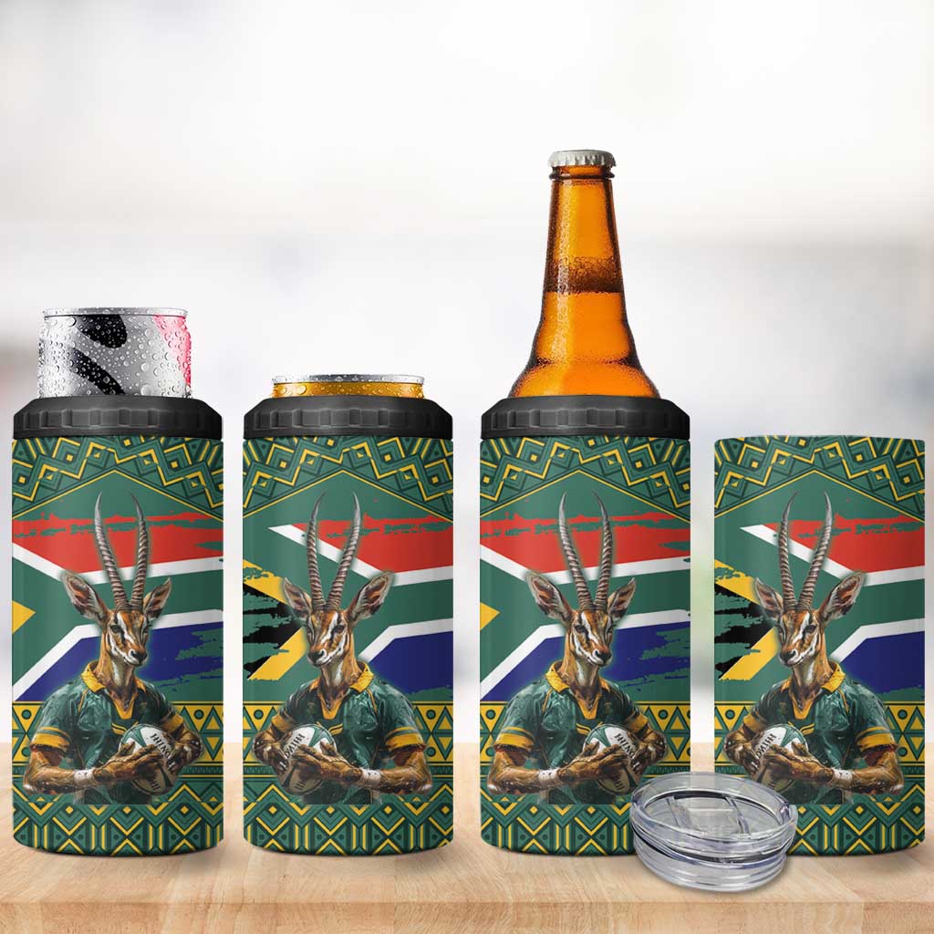 Custom South Africa Rugby Bokke Mascot 4 in 1 Can Cooler Tumbler With Flag Style LT9 - Wonder Print Shop