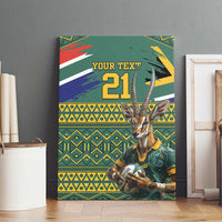 Custom South Africa Rugby Bokke Mascot Canvas Wall Art With Flag Style LT9 - Wonder Print Shop