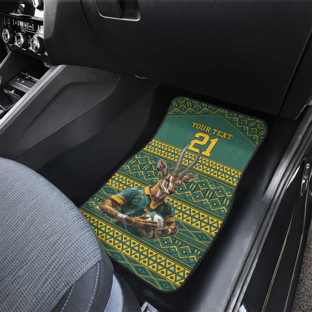 Custom South Africa Rugby Bokke Mascot Car Mats With Flag Style LT9 - Wonder Print Shop