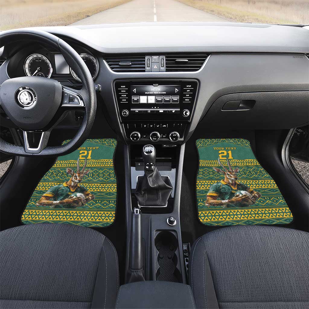 Custom South Africa Rugby Bokke Mascot Car Mats With Flag Style LT9 - Wonder Print Shop