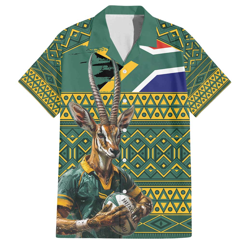 Custom South Africa Rugby Bokke Mascot Family Matching Long Sleeve Bodycon Dress and Hawaiian Shirt With Flag Style LT9 - Wonder Print Shop