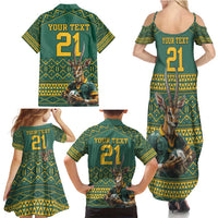 Custom South Africa Rugby Bokke Mascot Family Matching Summer Maxi Dress and Hawaiian Shirt With Flag Style - Wonder Print Shop