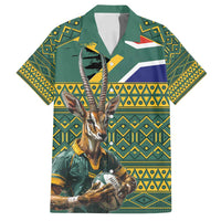 Custom South Africa Rugby Bokke Mascot Family Matching Summer Maxi Dress and Hawaiian Shirt With Flag Style - Wonder Print Shop