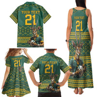 Custom South Africa Rugby Bokke Mascot Family Matching Tank Maxi Dress and Hawaiian Shirt With Flag Style - Wonder Print Shop