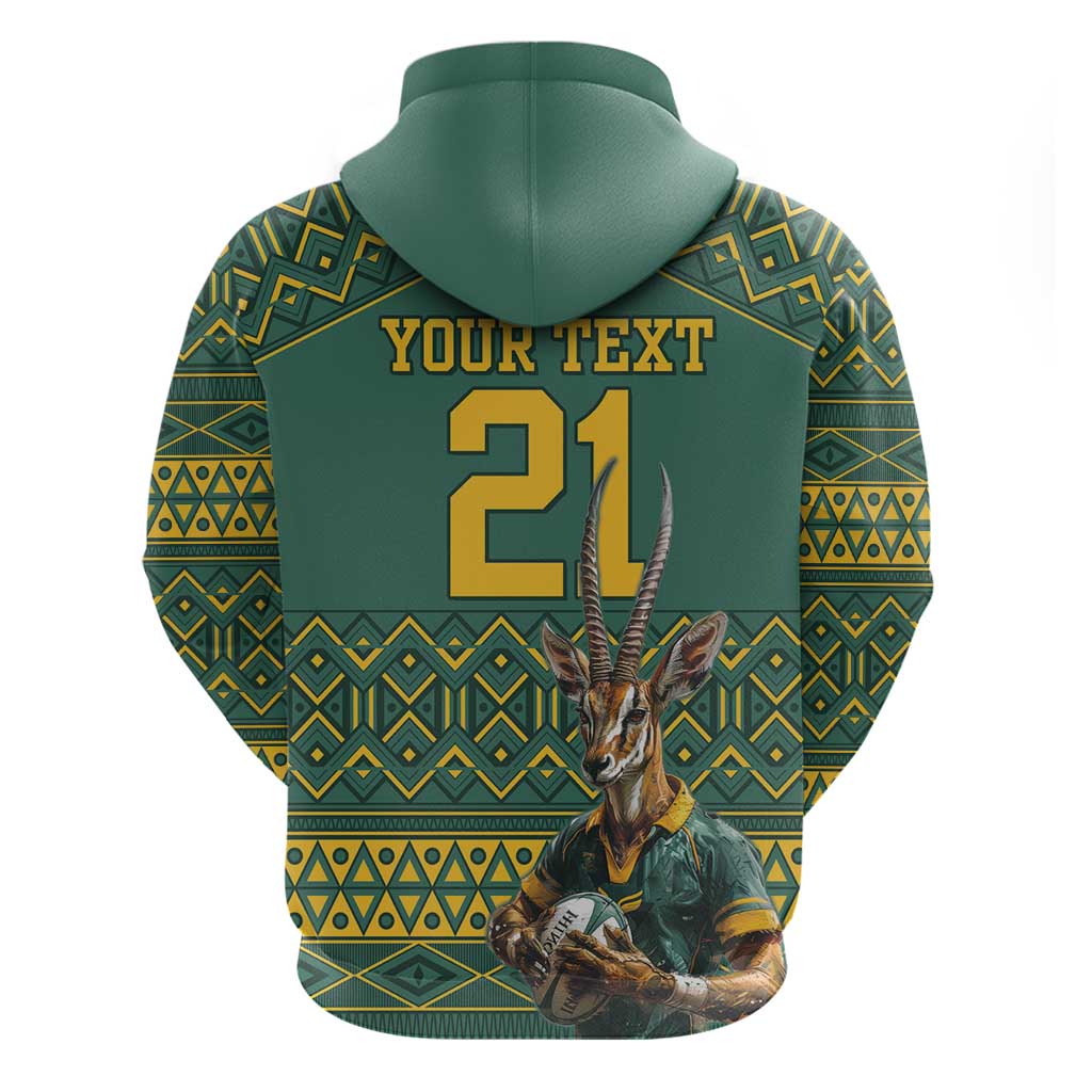 Custom South Africa Rugby Bokke Mascot Hoodie With Flag Style - Wonder Print Shop