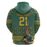 Custom South Africa Rugby Bokke Mascot Hoodie With Flag Style - Wonder Print Shop