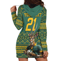Custom South Africa Rugby Bokke Mascot Hoodie Dress With Flag Style - Wonder Print Shop