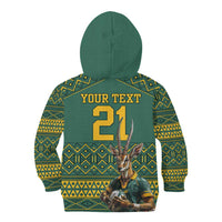 Custom South Africa Rugby Bokke Mascot Kid Hoodie With Flag Style - Wonder Print Shop