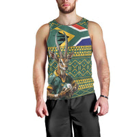 Custom South Africa Rugby Bokke Mascot Men Tank Top With Flag Style - Wonder Print Shop