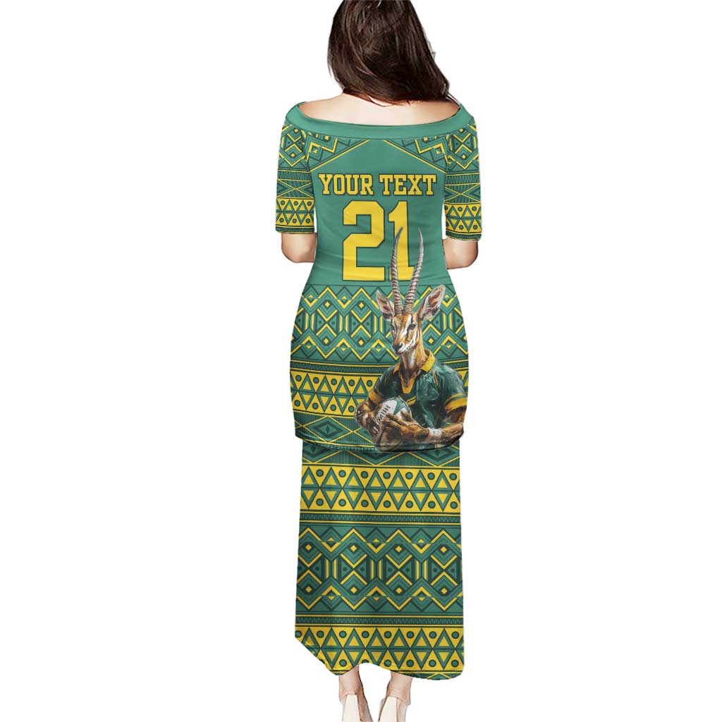 Custom South Africa Rugby Bokke Mascot Puletasi With Flag Style - Wonder Print Shop