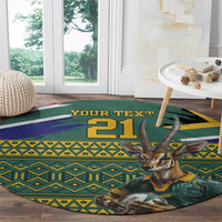 Custom South Africa Rugby Bokke Mascot Round Carpet With Flag Style