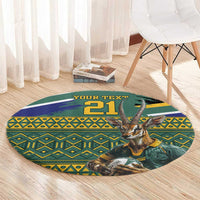 Custom South Africa Rugby Bokke Mascot Round Carpet With Flag Style