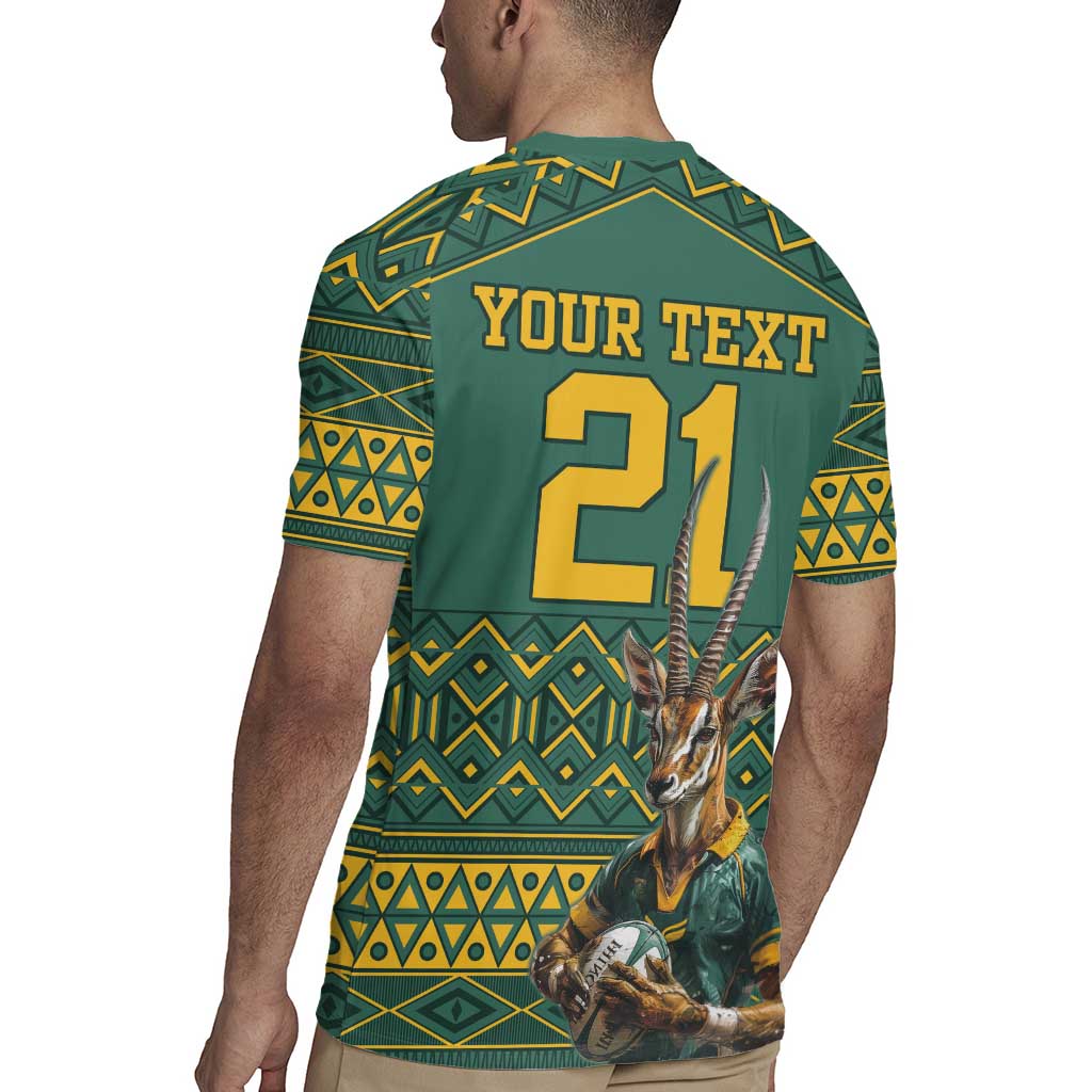 Custom South Africa Rugby Bokke Mascot Rugby Jersey With Flag Style - Wonder Print Shop