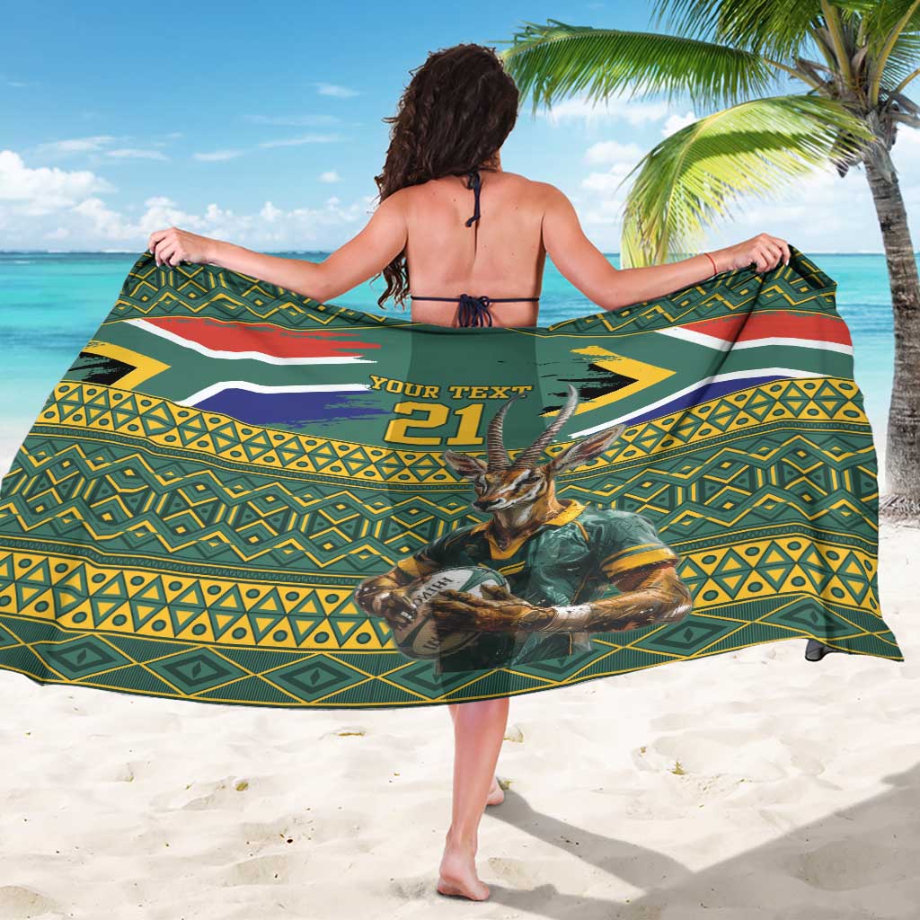 Custom South Africa Rugby Bokke Mascot Sarong With Flag Style - Wonder Print Shop