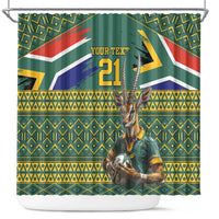 Custom South Africa Rugby Bokke Mascot Shower Curtain With Flag Style
